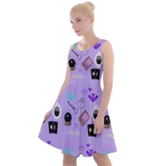 Pale Purple Goth Knee Length Skater Dress by NerdySparkleGoth