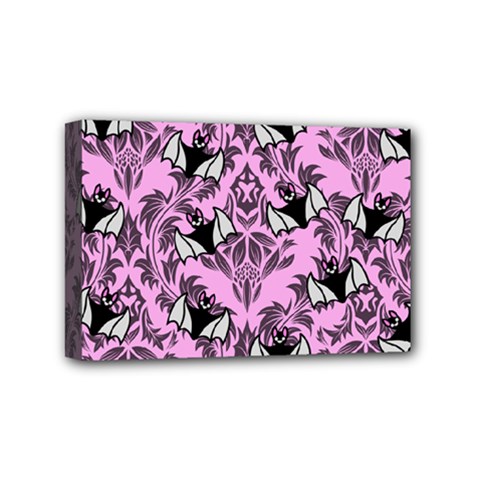 Pink Bats Mini Canvas 6  X 4  (stretched) by NerdySparkleGoth