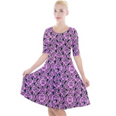 Pink Bat Quarter Sleeve A-line Dress