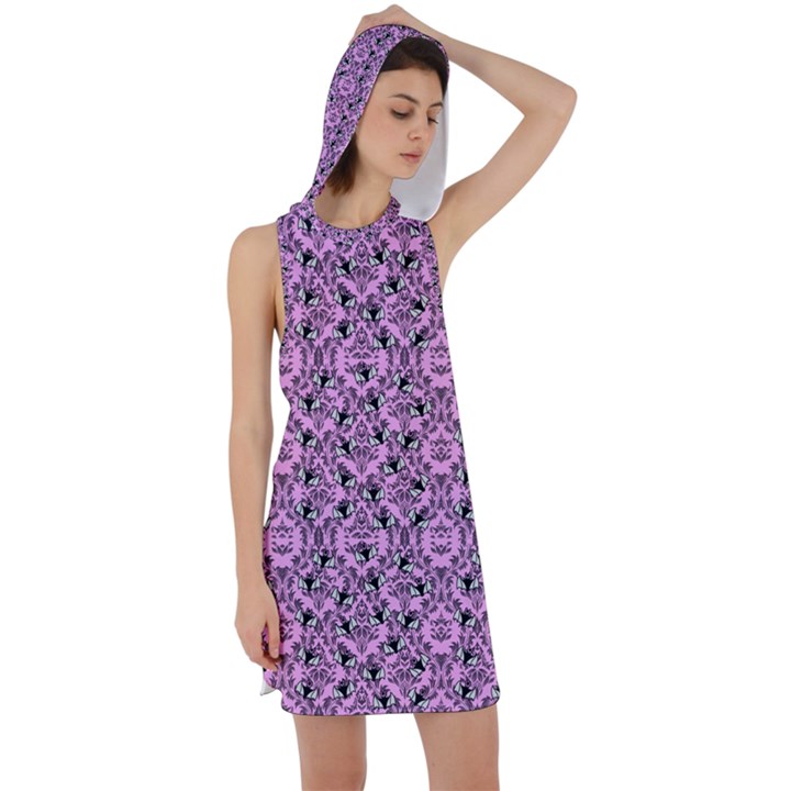 Pink Bat Racer Back Hoodie Dress