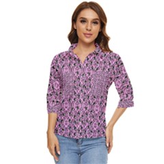 Pink Bat Women s Quarter Sleeve Pocket Shirt