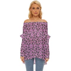 Pink Bat Off Shoulder Chiffon Pocket Shirt