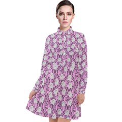 Pink Ghost Long Sleeve Chiffon Shirt Dress