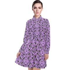 Purple Bats Long Sleeve Chiffon Shirt Dress by NerdySparkleGoth