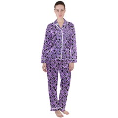 Purple Bats Satin Long Sleeve Pajamas Set by NerdySparkleGoth