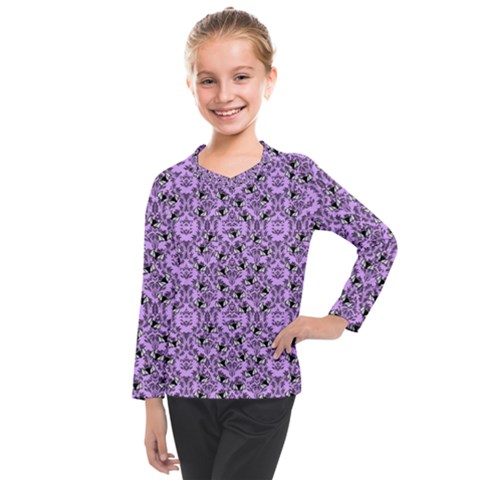 Purple Bats Kids  Long Mesh Tee by NerdySparkleGoth