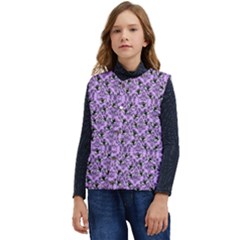 Purple Bats Kid s Short Button Up Puffer Vest	