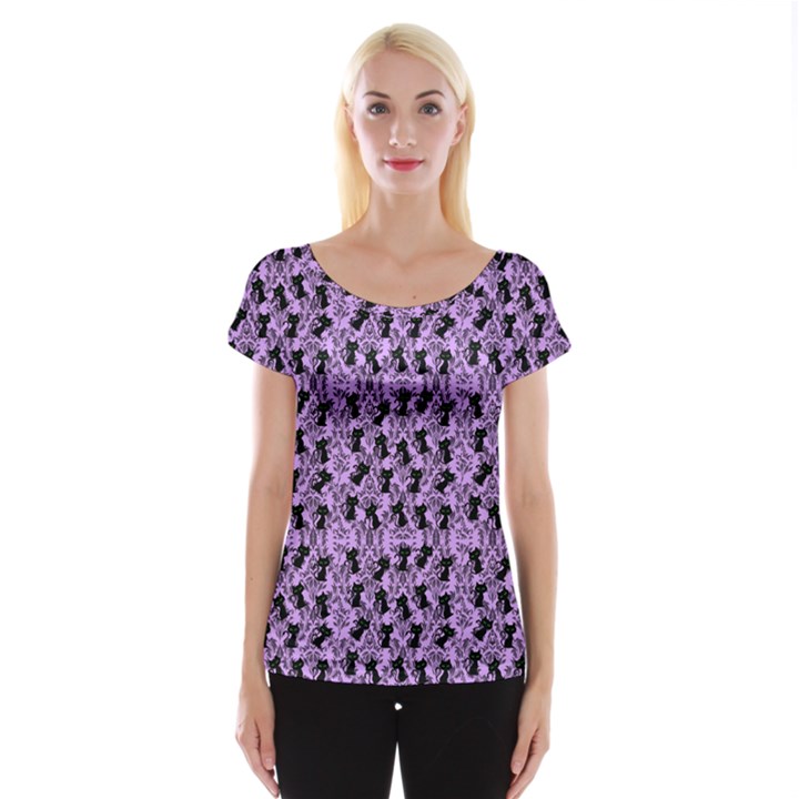 Purple Cat Cap Sleeve Top