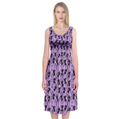 Purple Cat Midi Sleeveless Dress by NerdySparkleGoth