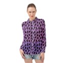 Purple Cat Long Sleeve Chiffon Shirt View1