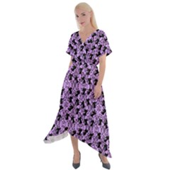 Purple Cat Cross Front Sharkbite Hem Maxi Dress by NerdySparkleGoth