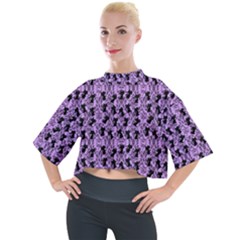 Purple Cat Mock Neck Tee by NerdySparkleGoth