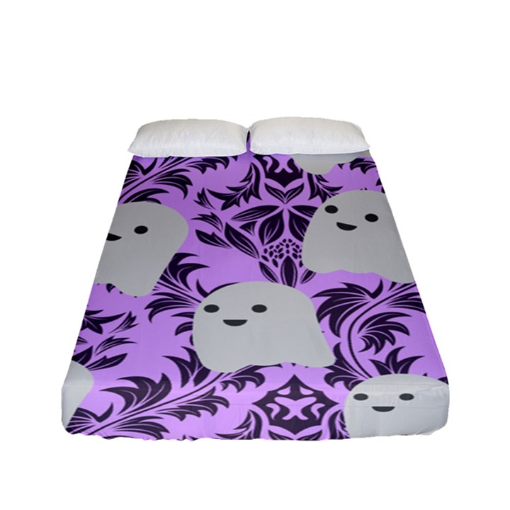 Purple Ghosts Fitted Sheet (Full/ Double Size)