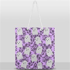 Purple Ghosts Full Print Rope Handle Tote (large) by NerdySparkleGoth