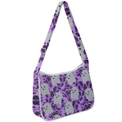 Purple Ghosts Zip Up Shoulder Bag by NerdySparkleGoth