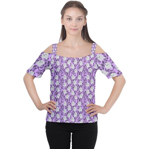 Purple Ghost Cutout Shoulder Tee by NerdySparkleGoth