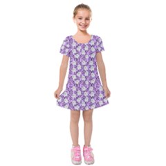 Purple Ghost Kids  Short Sleeve Velvet Dress by NerdySparkleGoth