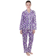 Purple Ghost Satin Long Sleeve Pajamas Set by NerdySparkleGoth