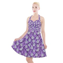 Purple Ghost Halter Party Swing Dress  by NerdySparkleGoth