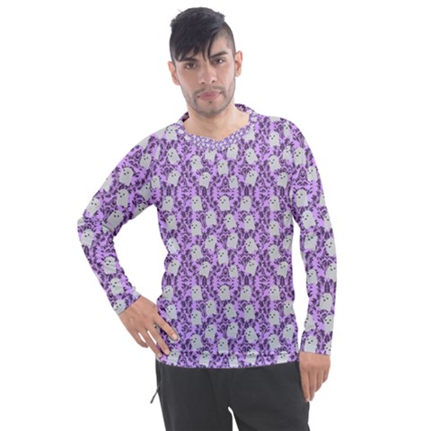 Purple Ghost Men s Pique Long Sleeve Tee by NerdySparkleGoth