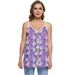 Purple Ghost Casual Spaghetti Strap Chiffon Top