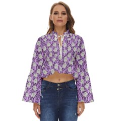 Purple Ghost Boho Long Bell Sleeve Top