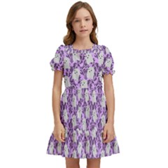 Purple Ghost Kids  Puff Sleeved Dress by NerdySparkleGoth