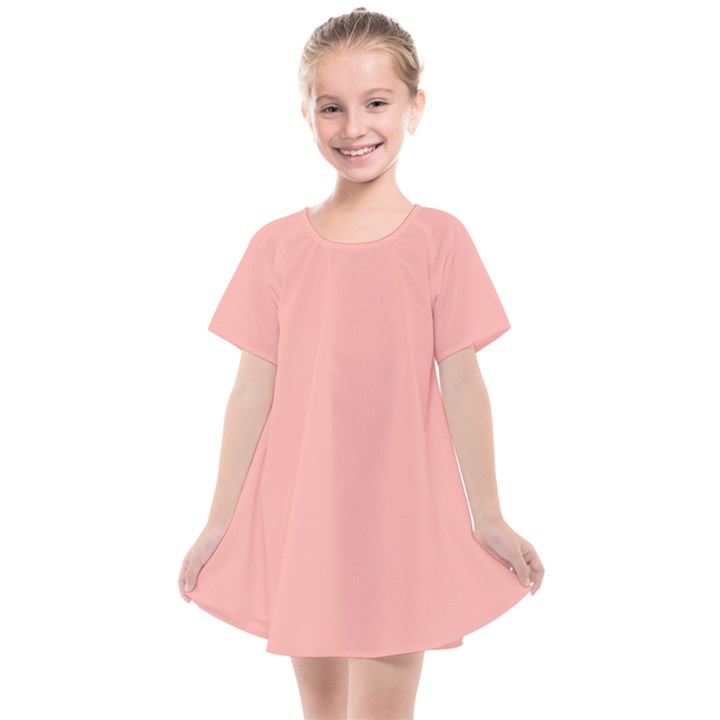 Pink plain Kids  Smock Dress