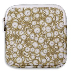 Vintage Clock Motif Pattern Mini Square Pouch