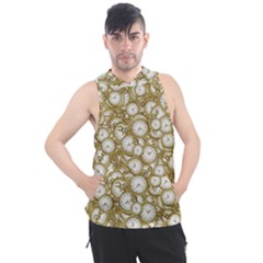 Vintage Clock Motif Pattern Men s Sleeveless Hoodie by dflcprintsclothing