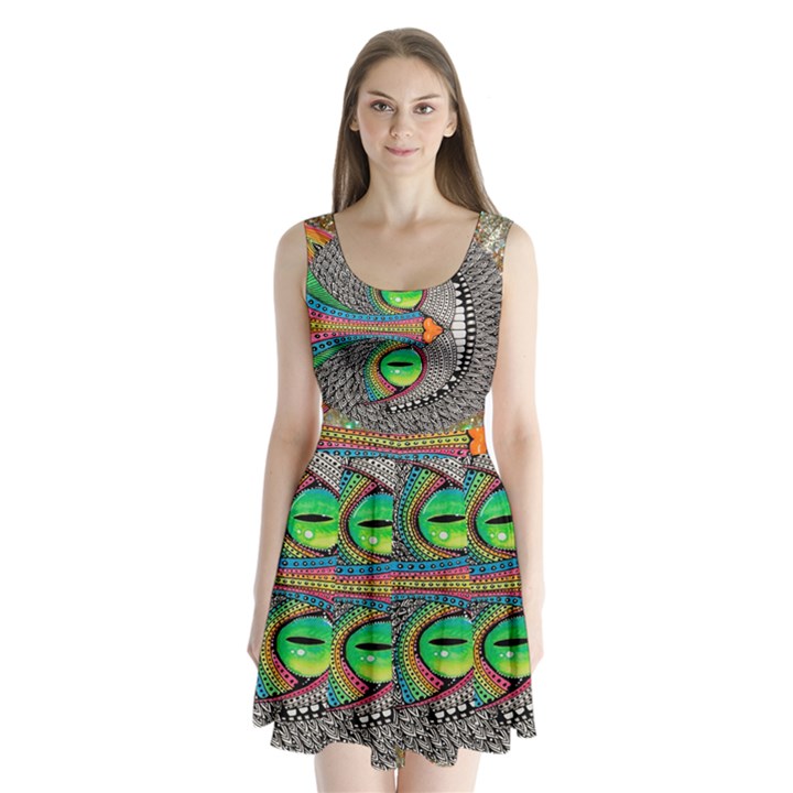 Alice In Wonderland Cat Split Back Mini Dress 