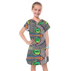 Alice In Wonderland Cat Kids  Drop Waist Dress by artworkshop