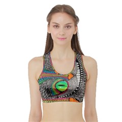 Alice In Wonderland Cat Sports Bra With Border by artworkshop