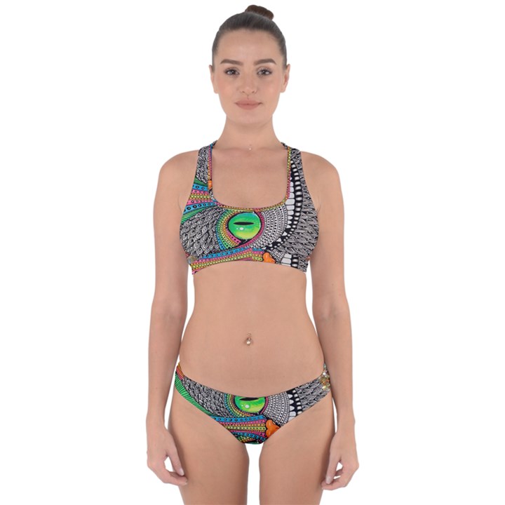 Alice In Wonderland Cat Cross Back Hipster Bikini Set