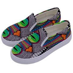 Alice In Wonderland Cat Kids  Canvas Slip Ons by artworkshop