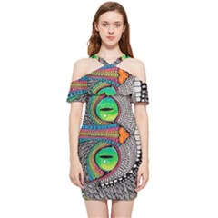 Alice In Wonderland Cat Shoulder Frill Bodycon Summer Dress by artworkshop