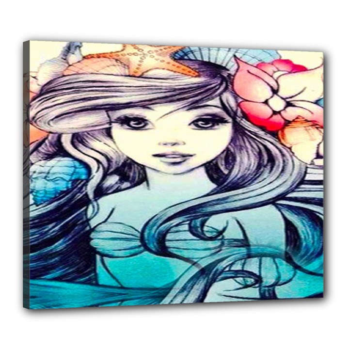 Beautifull Ariel Little Mermaid  Painting Canvas 24  x 20  (Stretched)