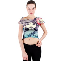 Beautifull Ariel Little Mermaid  Painting Crew Neck Crop Top by artworkshop