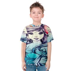 Beautifull Ariel Little Mermaid  Painting Kids  Cotton Tee