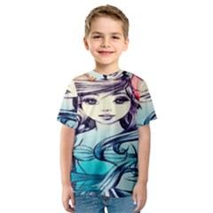 Beautifull Ariel Little Mermaid  Painting Kids  Sport Mesh Tee