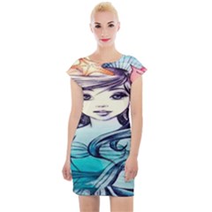 Beautifull Ariel Little Mermaid  Painting Cap Sleeve Bodycon Dress by artworkshop