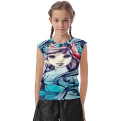 Beautifull Ariel Little Mermaid  Painting Kids  Raglan Cap Sleeve Tee by artworkshop