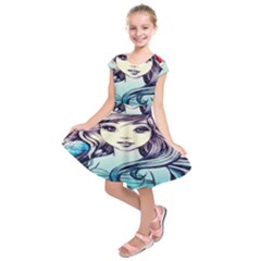 Beautifull Ariel Little Mermaid  Painting Kids  Short Sleeve Dress by artworkshop