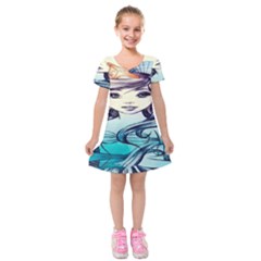 Beautifull Ariel Little Mermaid  Painting Kids  Short Sleeve Velvet Dress by artworkshop