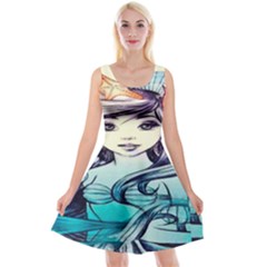 Beautifull Ariel Little Mermaid  Painting Reversible Velvet Sleeveless Dress by artworkshop