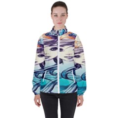 Beautifull Ariel Little Mermaid  Painting Women s High Neck Windbreaker