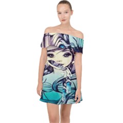 Beautifull Ariel Little Mermaid  Painting Off Shoulder Chiffon Dress by artworkshop