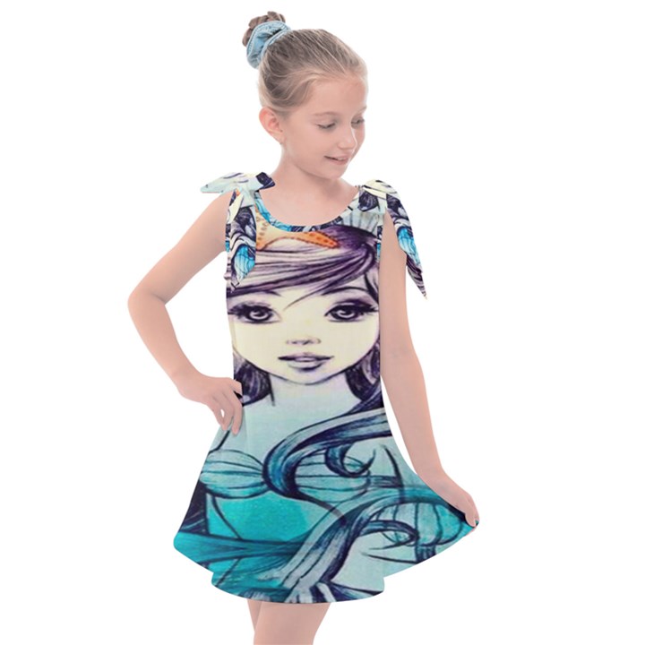 Beautifull Ariel Little Mermaid  Painting Kids  Tie Up Tunic Dress