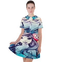 Beautifull Ariel Little Mermaid  Painting Short Sleeve Shoulder Cut Out Dress  by artworkshop