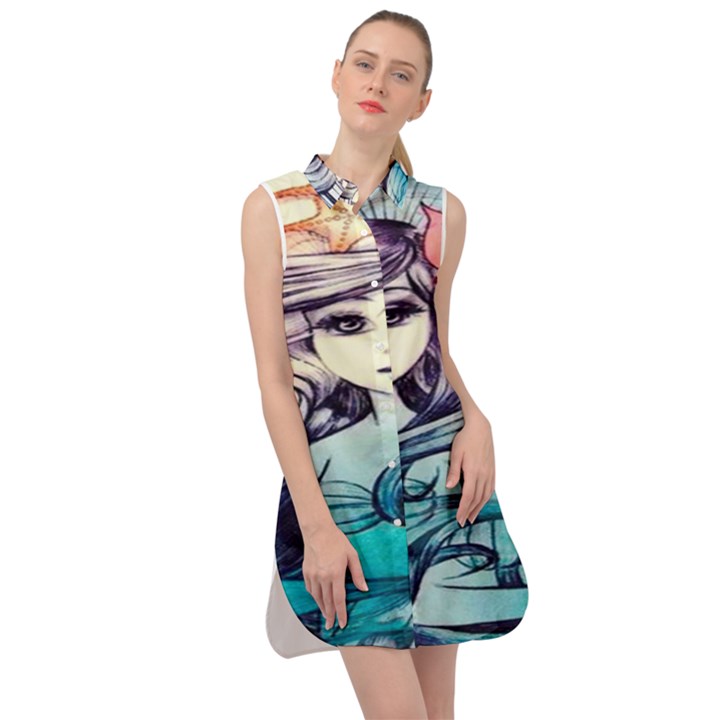 Beautifull Ariel Little Mermaid  Painting Sleeveless Shirt Dress